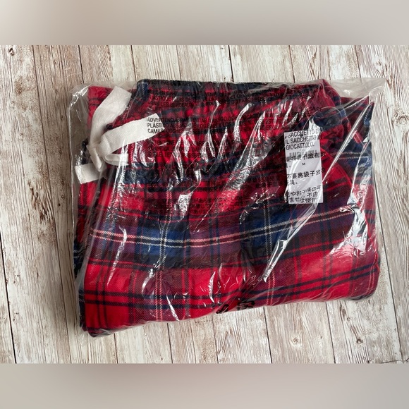 🆕 GAP Women's Flannel PJ Pajamas Sleep Pants Joggers Bottoms Red Plaid M 8-10 - Picture 4 of 16